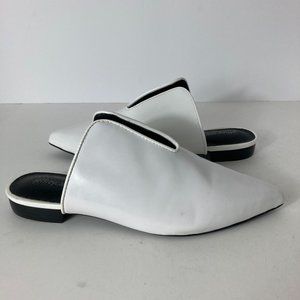 Womens Jeffrey Campbell Cleos White Leather Pointy Toe Mules 7.5